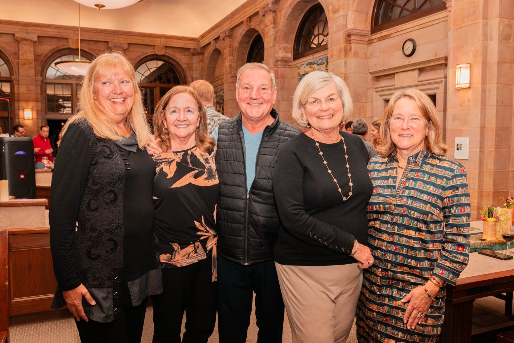 Some of the founders of the first Savoring Sewickley were able to join us this year! In this photo: 
Carolyn Toth - former director of SPL; Leslie Liebscher - past Friend and Savoring founder; Don Reinhardt - chef/owner of the former Sewickley Cafe and Savoring founder; Barb South - past Friend and Savoring founder; and Maria Swanson - past Friend and active Book Donations team member